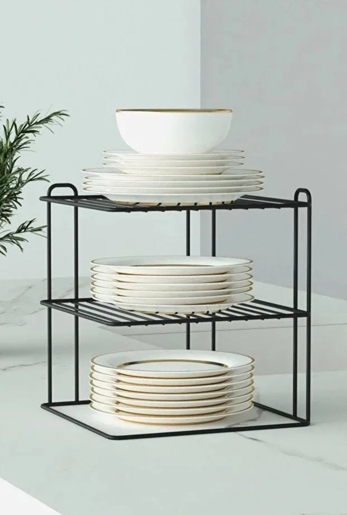 2'li Beyaz ve Gri Mutfak Raf Seti - Görsel 2