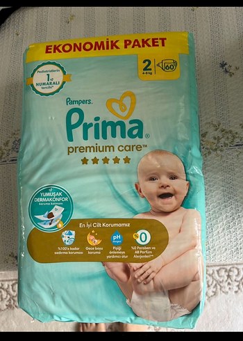 Pampers Prima Premium Care Bebek Bezi 2 Numara 60'lı