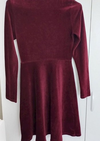 Bordo Kadın Kadife Elbise - Görsel 2