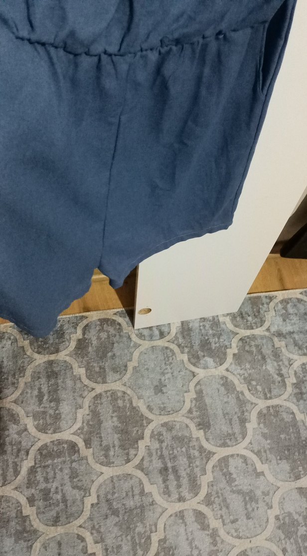 Kadın Mavi Kot Mini Tulum Püsküllü - Görsel 3