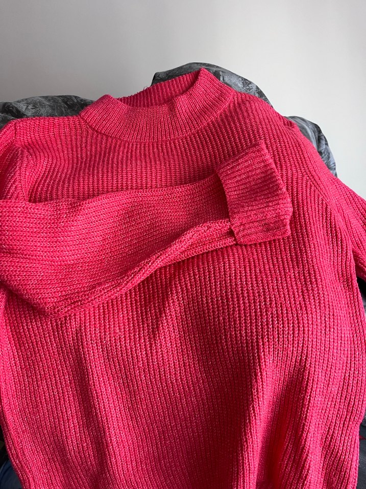 Pembe Triko Kadın Kazak Bisiklet Yaka - Görsel 2