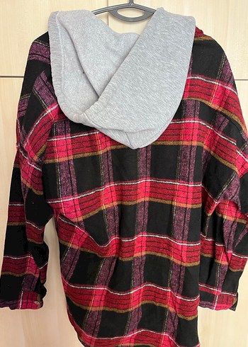 Kadın Kırmızı Ekose Düğmeli Gömlek - Görsel 3