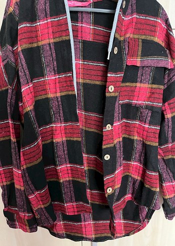 Kadın Kırmızı Ekose Düğmeli Gömlek - Görsel 2