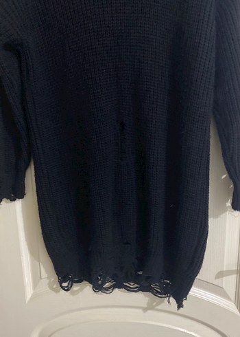 Siyah Uzun Kollu Örgü Kadın Kazak - Görsel 3