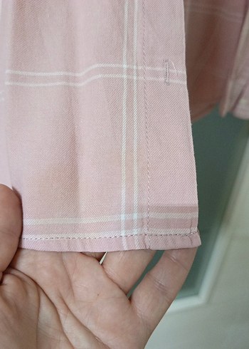 38 Beden Pembe Düğmeli Uzun Kollu Kadın Gömlek