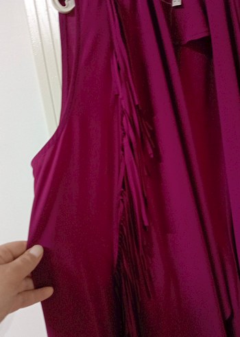 şarabi renk Uzun Kolsuz Kadın Yelek - Görsel 4