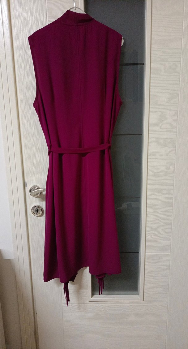 şarabi renk Uzun Kolsuz Kadın Yelek - Görsel 3