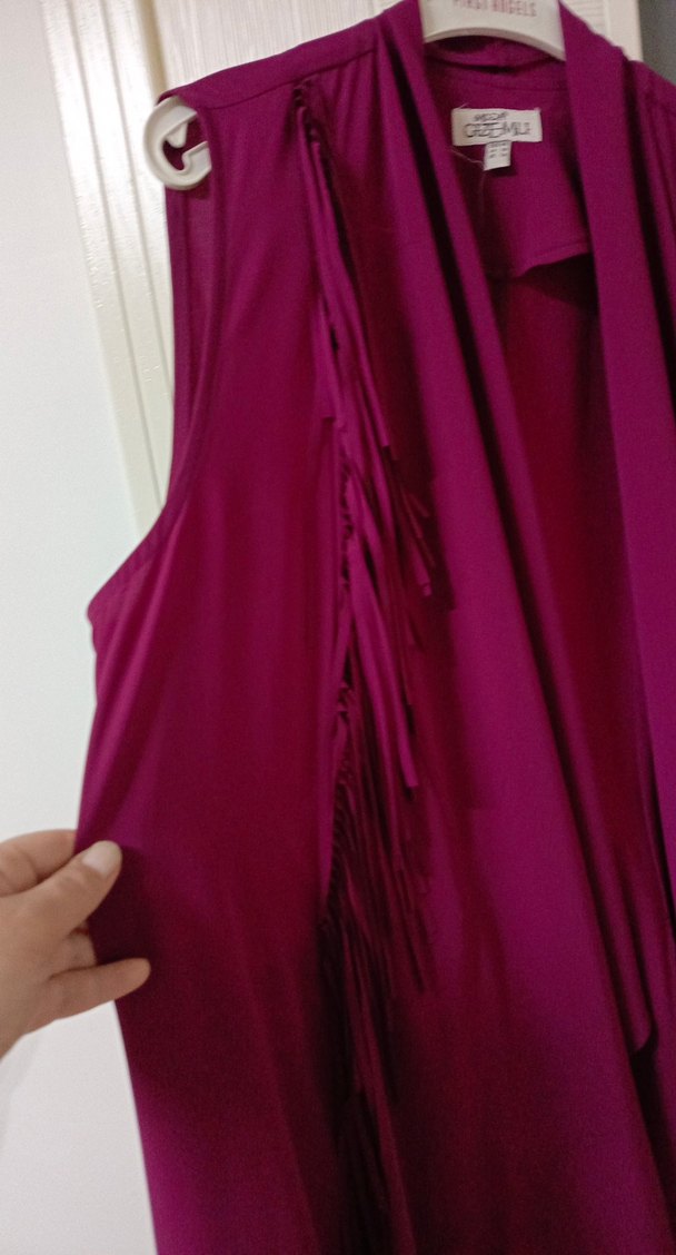 şarabi renk Uzun Kolsuz Kadın Yelek - Görsel 4