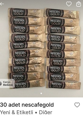 30 Adet Nescafe Gold Tek Kullanımlık Paket