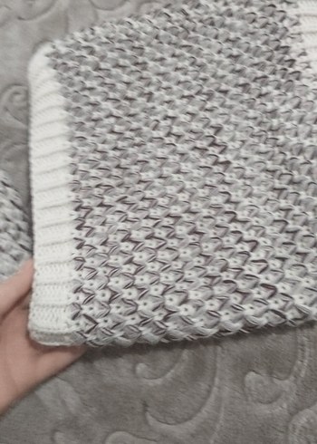 kadın yünlü boyunluk şapka ikili takım atkı şapka - Görsel 4