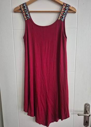 Zara Nakışlı, Salaş, Bordo Midi Elbise