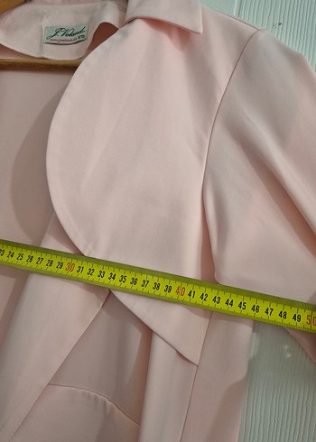 Pembe Uzun Kadın Ofis Kabanı - Görsel 4