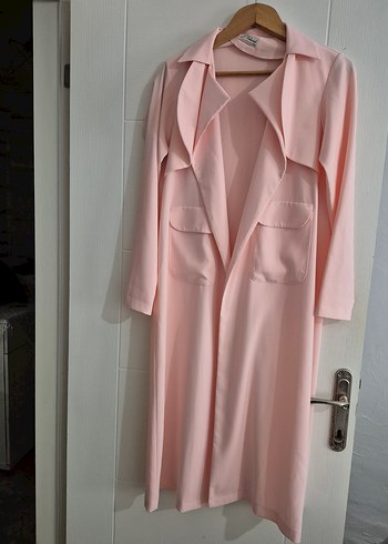 Pembe Uzun Kadın Ofis Kabanı - Görsel 2