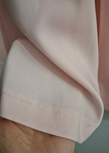 Pembe Uzun Kadın Ofis Kabanı - Görsel 6