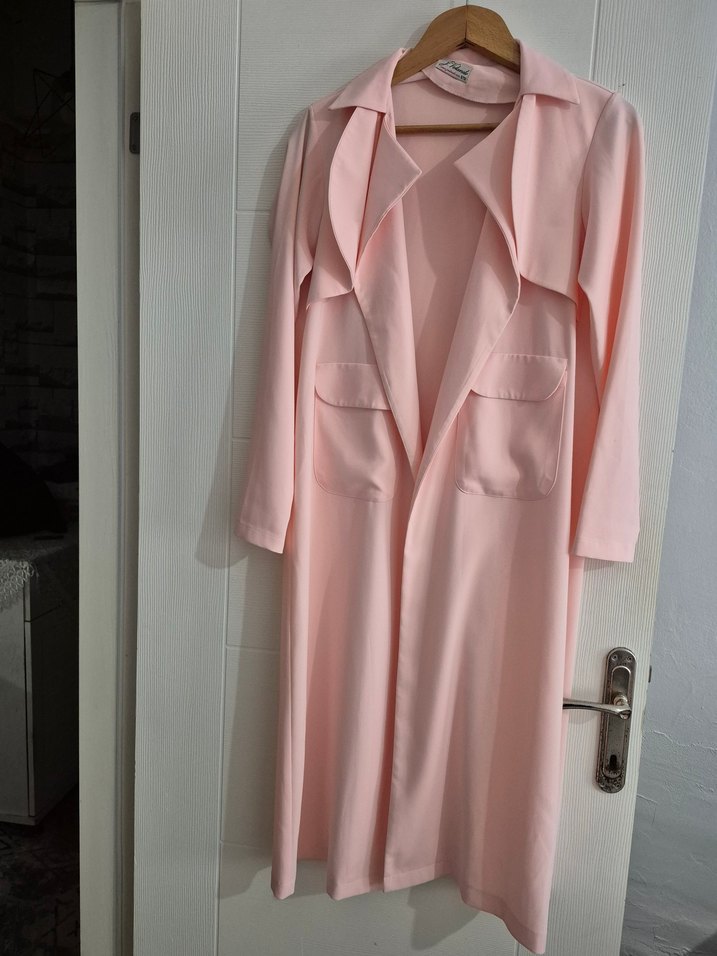 Pembe Uzun Kadın Ofis Kabanı - Görsel 2