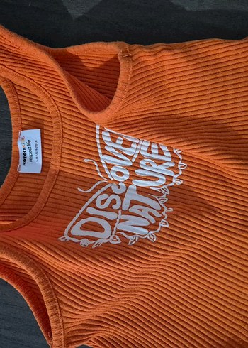 Turuncu Baskılı Kadın Triko Askılı Atlet - Görsel 2