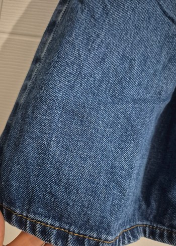 Kadın Mavi Bol Kesim Mini Denim Şort - Görsel 2