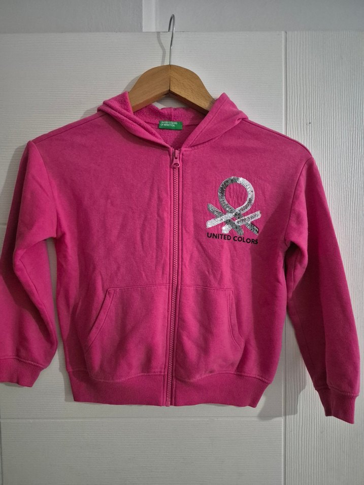 Kız Çocuk Pembe Kapüşonlu Fermuarlı Sweatshirt - Görsel 2