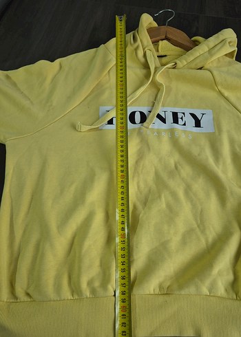 Uzun Kollu Sarı Kapüşonlu Sweatshirt - Görsel 4