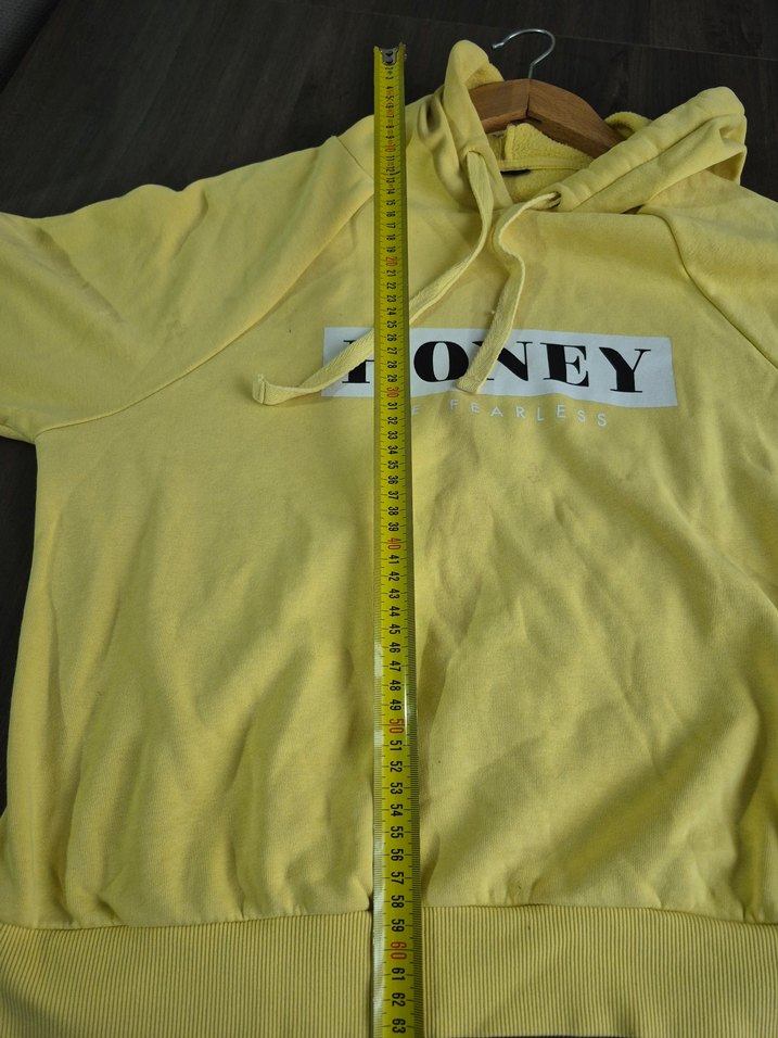 Uzun Kollu Sarı Kapüşonlu Sweatshirt - Görsel 4