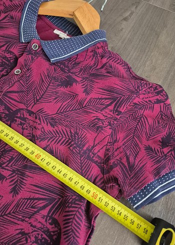 l Beden bordo Renk Bordo Desenli Kısa Kollu Polo Tişört