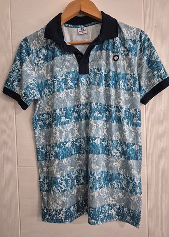 U.S Polo Assn. Mavi Gri Batik Desenli Erkek Polo Tişört