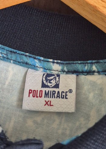l Beden mavi Renk Mavi Gri Batik Desenli Erkek Polo Tişört