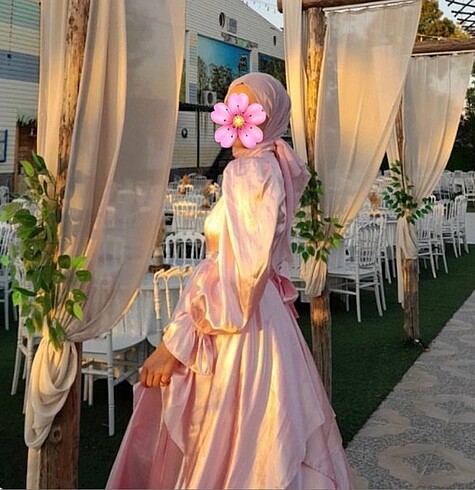 Diğer Balon kol pembe abiye