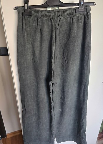 xs Beden Stradivarius Gri Keten Salaş Midi Kadın Pantolon