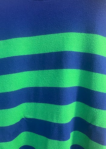 Uzun Kollu Boğazlı Çizgili Triko Kazak - Görsel 2