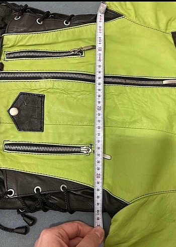 Erkek Çocuk Yeşil Deri Biker Ceket - Görsel 9