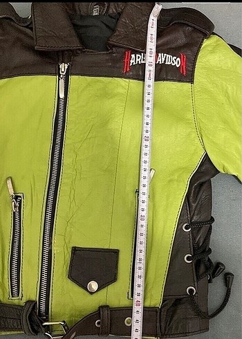 Erkek Çocuk Yeşil Deri Biker Ceket - Görsel 7