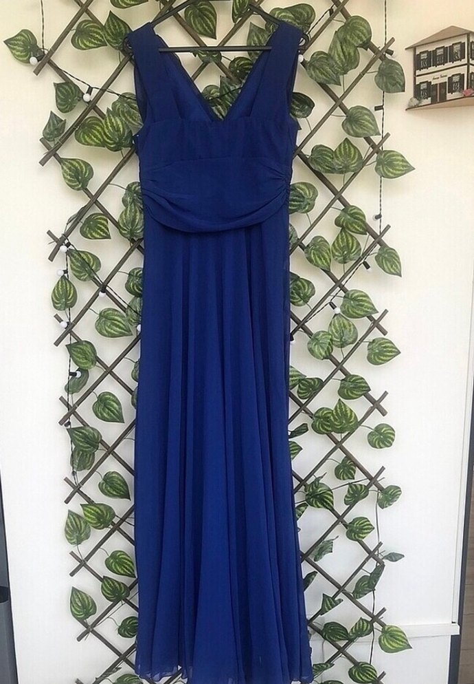 Koyu Mavi Drapeli Uzun Abiye Elbise - Görsel 2