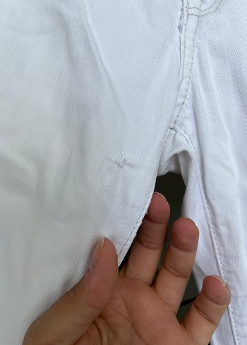 Beyaz Midi Kadın Pamuk Kumaş Pantolon - Görsel 2