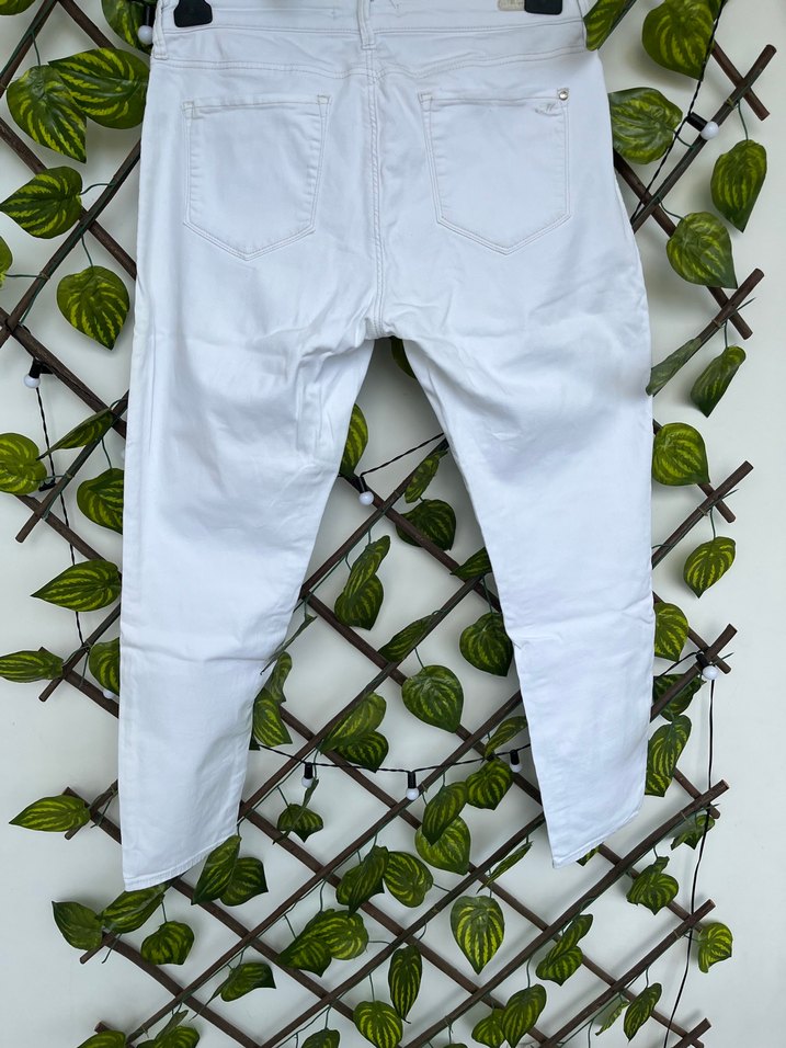 Beyaz Midi Kadın Pamuk Kumaş Pantolon - Görsel 3