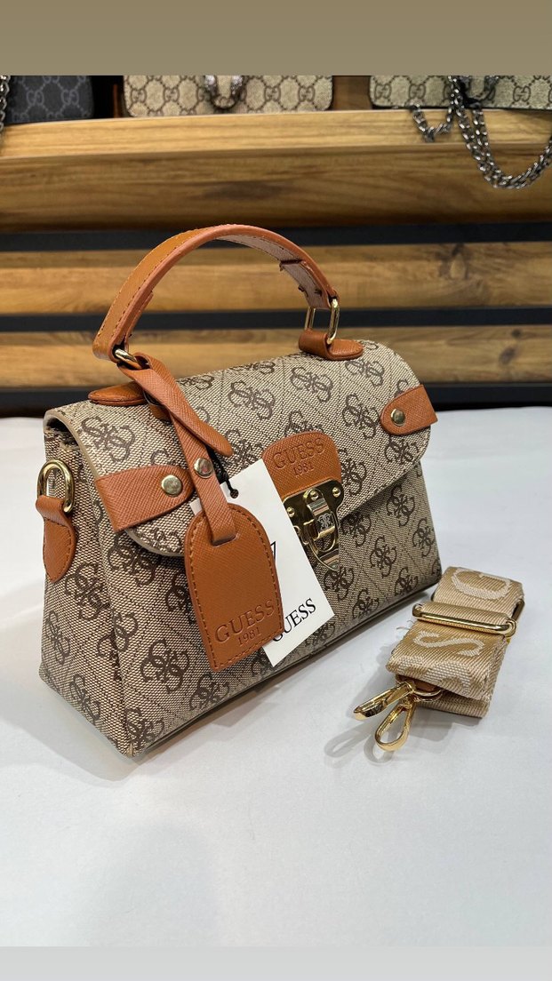 Guess Modern Klasik Baskılı Kahverengi Kadın Çanta - Görsel 2