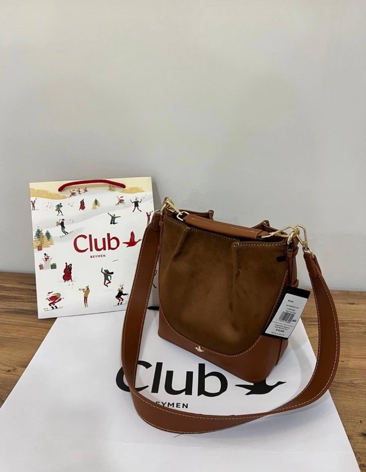 Beymen Club Siyah Yılan Desenli Deri -Süet Çanta - Görsel 2