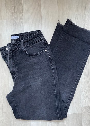 Gri Midi Boy Rahat Kesim Kadın Kot Pantolon