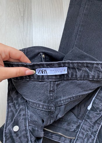 Zara Gri Midi Boy Rahat Kesim Kadın Kot Pantolon