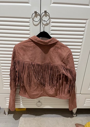 Kadın Kahverengi Süet Püsküllü Ceket 36 38 beden uyumlu - Görsel 3