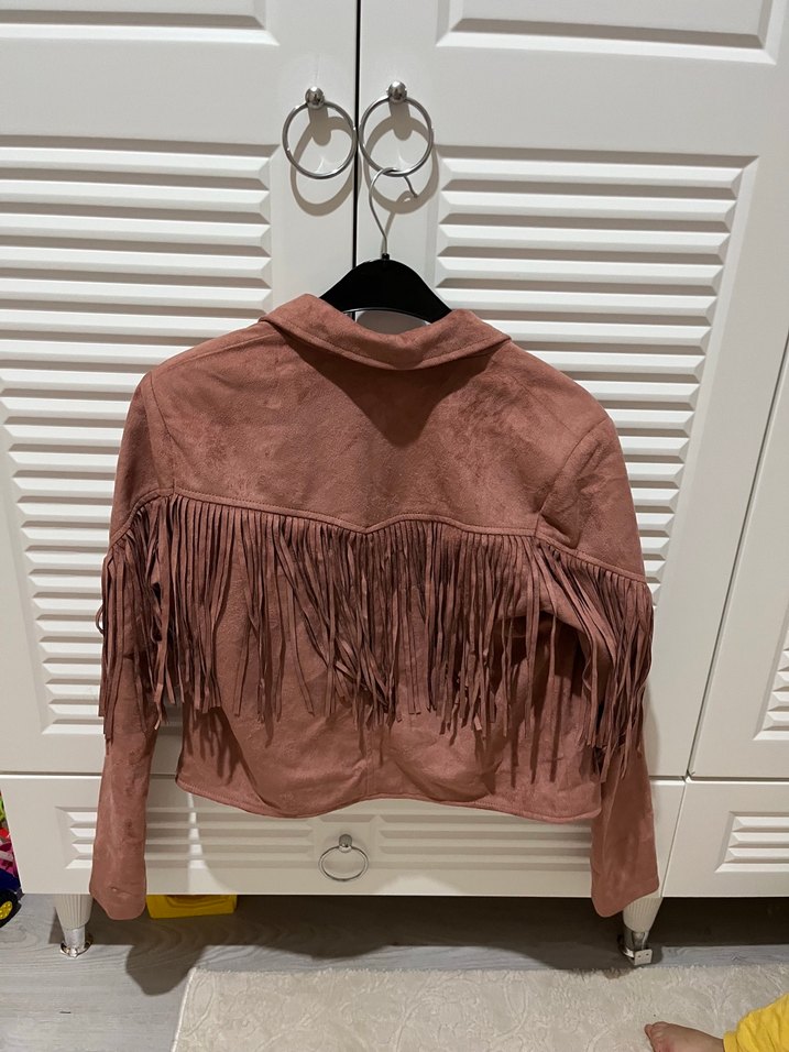 Kadın Kahverengi Süet Püsküllü Ceket 36 38 beden uyumlu - Görsel 3