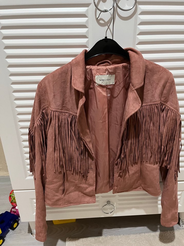 Kadın Kahverengi Süet Püsküllü Ceket 36 38 beden uyumlu - Görsel 2