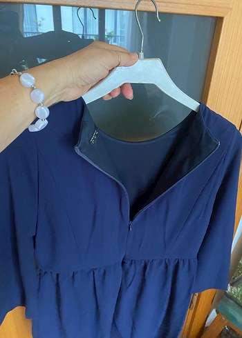 Zara marka lacivert elbise L beden - Görsel 6