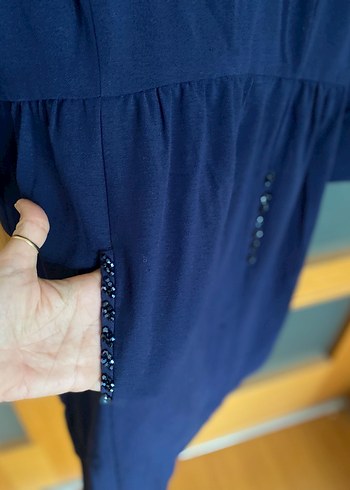 Zara marka lacivert elbise L beden - Görsel 3