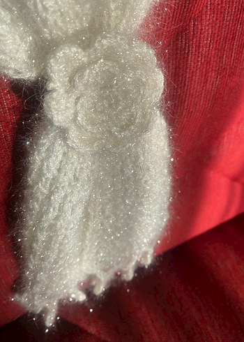 Beyaz Parlak Örgü Kadın fular - Görsel 5