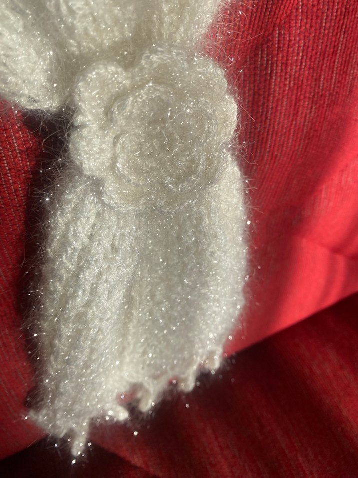 Beyaz Parlak Örgü Kadın fular - Görsel 5