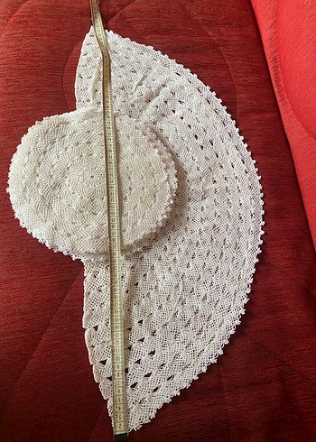 13 parça El Yapımı Beyaz Yuvarlak Dantel Örtü - Görsel 4