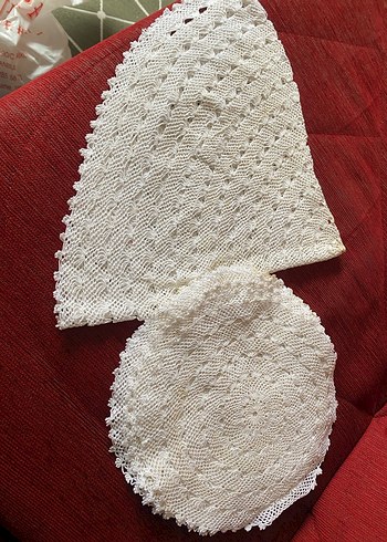 13 parça El Yapımı Beyaz Yuvarlak Dantel Örtü - Görsel 2