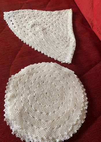 13 parça El Yapımı Beyaz Yuvarlak Dantel Örtü - Görsel 3