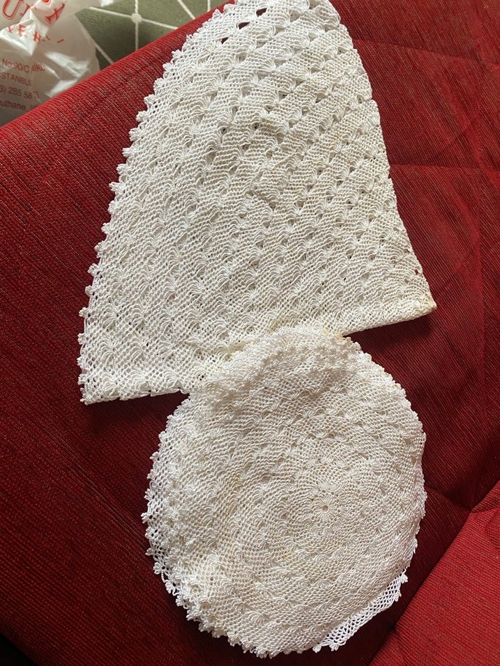 13 parça El Yapımı Beyaz Yuvarlak Dantel Örtü - Görsel 2